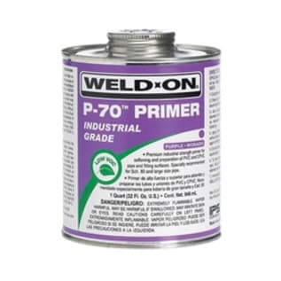 Weld-On® P-70™ 10224 Industrial Grade Low VOC Primer With Applicator Cap, For Use With All Types, Classes and Schedules of PVC and CPVC Pipe and Fittings, Clear, 1 pt Container