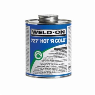 Weld-On® 727™ Hot 'R Cold™ 10840 Low VOC Medium Body PVC Speciality Cement With Screw-On Cap, 1 gal Container, Clear