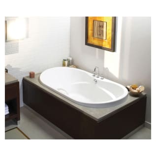 MAAX® 102761-000-001-000 Contemporary Bathtub With Armrest, Living® 6636, Soaking, Oval Shape, 66 in L x 36 in W, Center Drain, White, Domestic