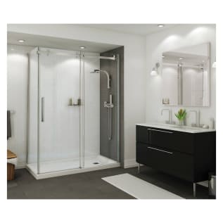 MAAX® 420006-503-001-101 Professional 420006-503 Double Threshold Rectangular Right Corner Shower Base, B3 SQUARE 6036, White, Center Drain, 59-7/8 in L x 35-7/8 in W x 4 in D, Domestic