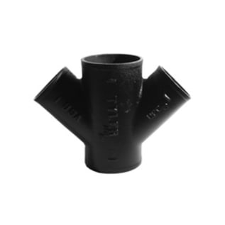 Tyler Pipe 008613 Double Wye, Fitting/Connector: Wye, 6 in Nominal, No-Hub End Style, Cast Iron