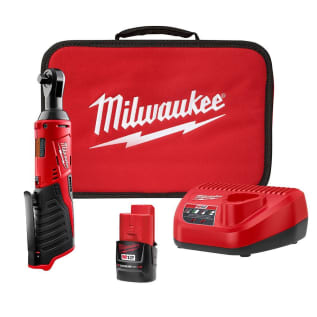 Milwaukee® 2457-21 Double Insulated Cordless Ratchet Kit, 3/8 in Drive, 35 ft-lb Torque, 0 to 250 rpm Speed, 12 VDC, Li-Ion Battery, 10-3/4 in OAL