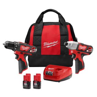 Milwaukee® M12™ 2494-22 2-Tool Cordless Combination Kit, Tools: Drill, Impact Driver, Circular Saw, Reciprocating Saw, Grinder, Worklight, Specialty Tool, 12 VDC, 1.5 Ah Lithium-Ion, Keyed Blade