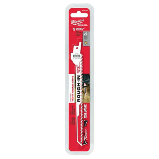 Milwaukee® SAWZALL® 48-00-1610 Rough-In Tapered Back Reciprocating Saw Blade, 7-3/8 in L x 1/2 in W, 5 TPI, Bi-Metal Body, Universal/Toothed Edge Tang
