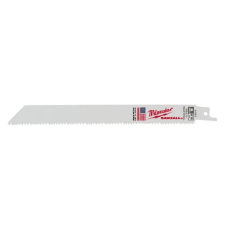 Milwaukee® SAWZALL® 48-00-5093 Straight Back Thin Kerf Reciprocating Saw Blade, 8 in L x 3/4 in W, 8/12 TPI, Bi-Metal Body, Universal/Toothed Edge Tang