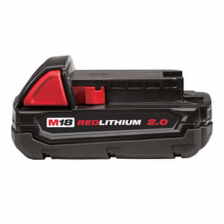 Milwaukee® M18™ REDLITHIUM™ 48-11-1820 Compact Rechargeable Cordless Battery Pack, 2 Ah Li-Ion Battery, 18 VDC Charge, For Use With M18™ Cordless Power Tool