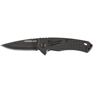 Milwaukee® HARDLINE™ 48-22-1997 Lockable Blade Folding Pocket Knife, D2 Steel Drop Point Smooth Blade, 2-1/2 in L Blade, Stainless Steel Grip