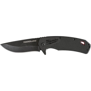 Milwaukee® HARDLINE™ 48-22-1999 Lockable Blade Folding Pocket Knife, D2 Steel Drop Point Smooth Blade, 3-1/2 in L Blade, Serrated Edge, Stainless Steel Grip
