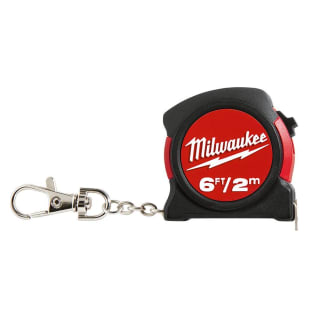 Milwaukee® 48-22-5506 Measuring Tape With Belt Clip and Key Chain, 6 ft L x 13 mm W Blade, Steel Blade, 1/16 in Top, 1 mm Bottom Graduation