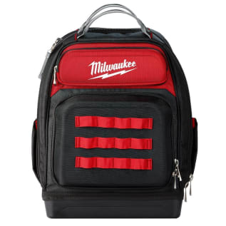 Milwaukee® 48-22-8201 Zipper Ultimate Jobsite Tool Backpack, 1680D Ballistic Nylon, Black/Red