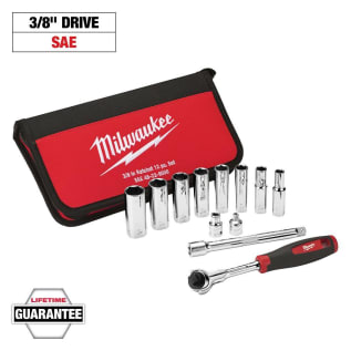 Milwaukee® 48-22-9000 Socket Set, 3/8 in Drive, 12 Pieces, Included Socket Size: Yes