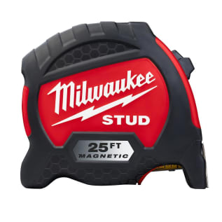 Milwaukee® STUD™ 48-22-9725M Magnetic Measuring Tape With Belt Clip, 25 ft L x 1-5/16 in W Blade, Steel Blade, 1/16 in, 1/8 in Graduation