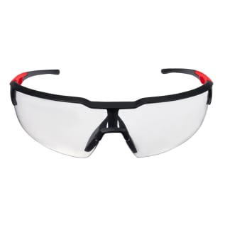 Milwaukee® 48-73-2050 Safety Glasses, Anti-Fog/Anti-Scratch, Clear Lens, Frameless Frame, Black/Red, Plastic Frame, Polycarbonate Lens, ANSI Z87.1+