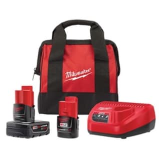 Milwaukee® M12™ REDLITHIUM™ 48-59-2402SP Rechargeable Starter Kit, For Use With M12™ Tool and Powering Cordless Tool, 12 V, 1.5/3 Ah Lithium-Ion Battery, 120 V Charger