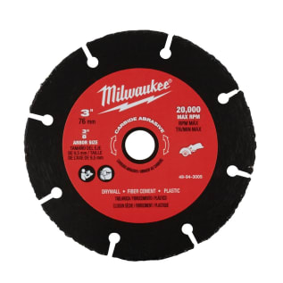 Milwaukee® 49-94-3005 Cut-Off Wheel, 3 in Dia x 0.04 in THK, 3/8 in Center Hole, A60 Grit, Carbide Abrasive