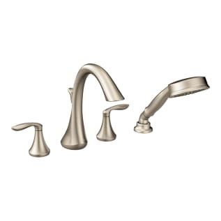 Moen® T944BN Eva® Widespread Roman Tub Faucet, 10 in Center, Brushed Nickel, 2 Handles, Function: Traditional, Domestic (Rough-in valve sold separately)