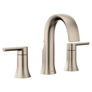 Moen® TS6925BN Widespread Bathroom Faucet, Doux™, Commercial, 1.2 gpm Flow Rate, 4-1/2 in H Spout, 8 in Center, Brushed Nickel, 2 Handles, Lift Rod Drain, Domestic