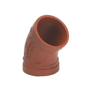 Gruvlok® 0390014900 FIG 7051 Standard 45 deg Pipe Elbow, 5 in Nominal, Grooved End Style, Ductile Iron, Rust Inhibiting Painted, Domestic