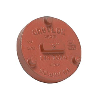 Gruvlok® 0390031292 FIG 7074T End Cap With 3/4 in Tap, 3-1/2 in Nominal, Grooved End Style, Ductile Iron, Rust Inhibiting Painted, Domestic
