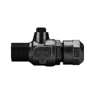 Mueller Co 300™ B-25028N 3/4 Ball Corporation Stop Valve, 3/4 in, AWWA IP Threaded Outlet x 110 CTS, Brass Body, EPDM/Nitrile Softgoods