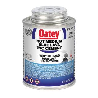 Oatey® Blue Lava™ 32161 Low VOC Medium Body Medium Hot Very Fast Set PVC Solvent Cement, 8 oz Container, Blue, For Use With All Classes and Schedules of PVC Pipe and Fittings Upto 6 in Dia with Interference Fit