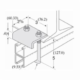 PHD S7075 EG Beam Clamp, 3/4 in THK, 1200 lb Load, Carbon Steel