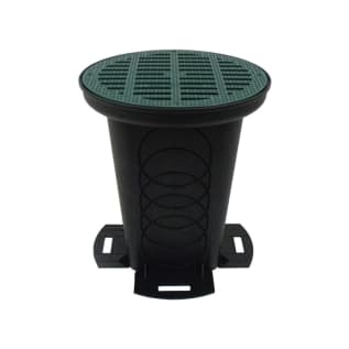 Polylok™ 3017-12CG Drainage Box With (2) Seals and Grate, 12 in, 4 gal Capacity, Polypropylene, Black