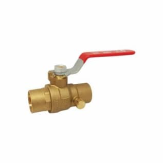 RWV® 5063AB 1 2-Piece Ball Valve With Handle and Drain, 1 in Nominal, Solder End Style, Brass Body, Full Port, PTFE Softgoods