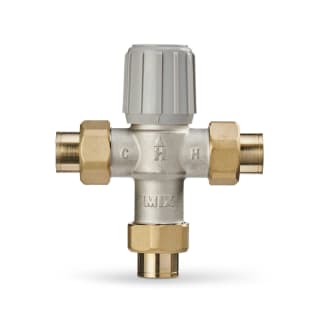 Resideo Braukmann AM102-US-1LF/U AM-1 Adjustable Thermostatic Mixing Valve, 1 in Nominal, C Union End Style, 150 psi Pressure, 0.5 gpm Flow, Brass Body, Import
