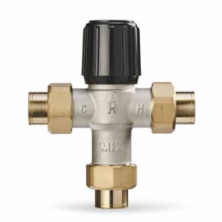 Resideo Braukmann AM101R-US-1/U AM-1 Adjustable Thermostatic Mixing Valve, 3/4 in Nominal, C Union End Style, 150 psi Pressure, 0.5 gpm Flow, Brass Body, Import