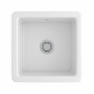 Rohl® RC1818-00 Kitchen/Bar/Food Prep Sink, Shaws Classic, Squared Shape, 18-1/8 in W x 18-1/8 in D x 7-1/2 in H, Drop-In/Under Mount, Fireclay, White