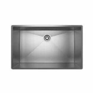 Rohl® RSS3018SB Kitchen Sink, Brushed Stainless Steel, Rectangle Shape, 30 in L x 18 in W x 10 in D Bowl, 31-1/2 in L x 19-1/2 in W x 10 in H, Under Mount, Stainless Steel
