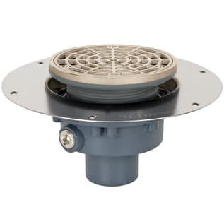 Sioux Chief Halo™ 822-2DNR Adjustable Floor Drain With Ring and Strainer, 2 in, Hub, 5-1/2 in, Ductile Iron Drain