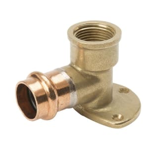 Streamline® PRS™ PF 01508 90 deg Small Drop-Ear Elbow With Wall Plate, 1/2 in Nominal, Press x FNPT with Hex End Style, Brass