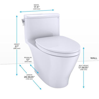 Toto® MS642124CEFG#01, Nexus®, Elongated Bowl, 16-1/8 in H Rim, 12 in Rough-In, 1.28 gpf Flush Rate, Cotton White, Import