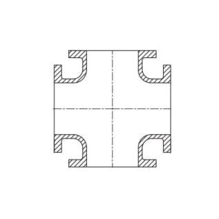 TYLER UNION® 132325 Straight Cross, 8 in Nominal, Flanged End Style, 125 lb, Ductile Iron, Cement Lined