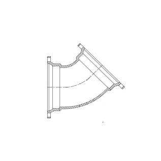 TYLER UNION® 422310 Compact 45 deg Elbow, 4 in, Mechanical Joint x Plain End, Ductile Iron, Cement Lined, Domestic