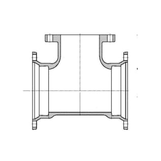 TYLER UNION® 422549 Compact Tee, 8 x 8 x 4 in, Mechanical Joint x Mechanical Joint x Flanged, Ductile Iron, Cement Lined, Domestic
