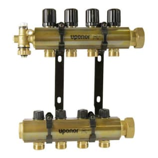 Uponor TruFLOW™ A2610800 Classic Manifold Assembly With Isolation and Balancing Valves, 3/4 in Inlets x (8) 1-1/4 in Outlets, Brass, Import