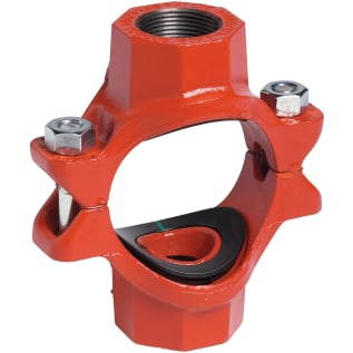 Victaulic® Mechanical-T® CB6492NPE0 920N Bolted Branch Outlet, 2 x 1-1/4 in Nominal, FNPT Connection, Ductile Iron Clamp, Orange Enamel