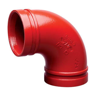 Victaulic® F012010P00 90 deg Elbow, 1-1/4 in, Grooved, Ductile Iron, Orange Enamel