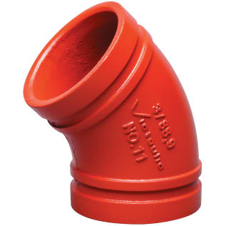 Victaulic® F012011P00 45 deg Elbow, 1-1/4 in, Grooved, Ductile Iron, Orange Enamel