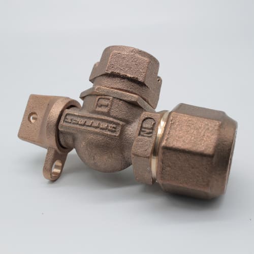 Mueller Co 300™ B-24258N 5/8 x 3/4 x 1 Angle Ball Meter Valve, 5/8 x 3/4 x 1 in Nominal, CTS x Meter, Cast Brass Body, EPDM/Nitrile Softgoods