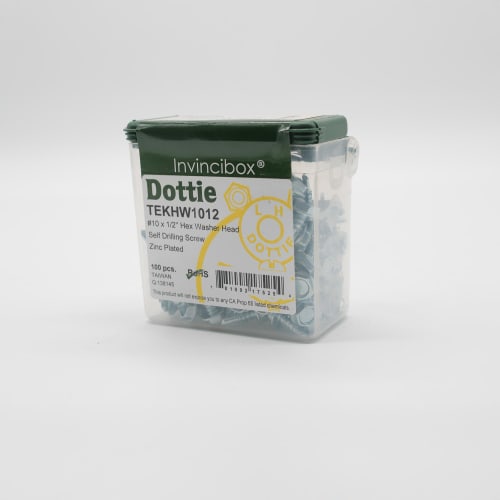Dottie® TEKHW1012 Self-Drilling Screw, #10, 1/2 in OAL, Hex Washer Head, Steel, Zinc Plated
