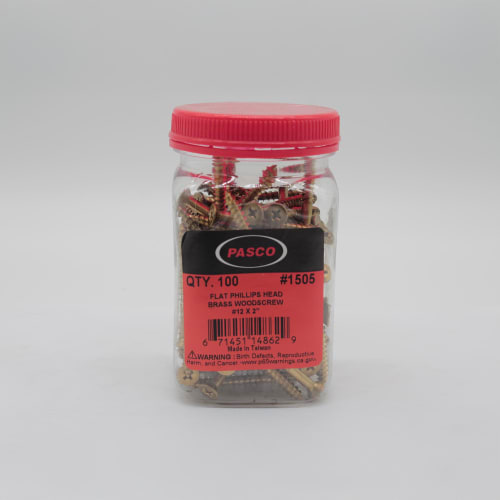 PASCO 1505-P 2" NO 12 PHILLIPS BRASS WOOD SCREW (F33-302)