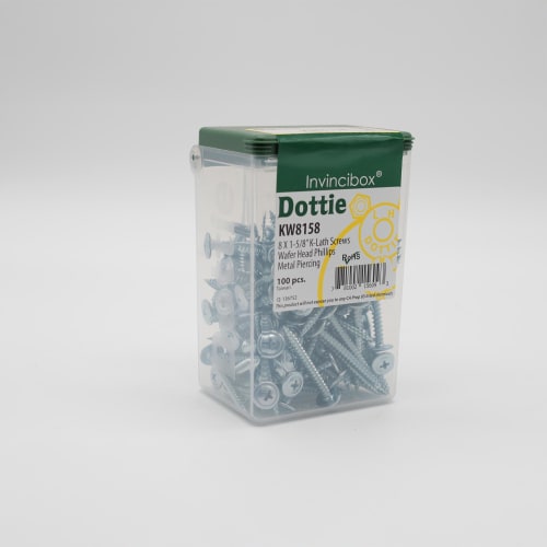 Dottie® KW8158 K-Lath Metal Piercing Screw, #8, 1-5/8 in OAL, Wafer Head, Phillips® Drive, Steel, Zinc Plated