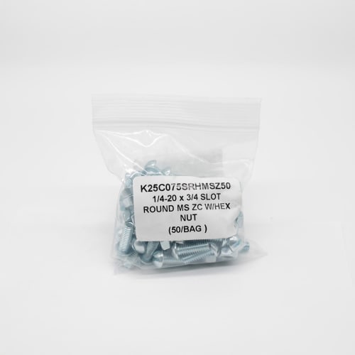 1/4"X3/4" RD HD MACH SCREW W/ NUT ZINC (50 per box)