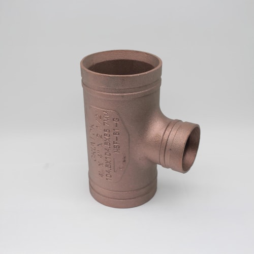 Gruvlok® 1330012260 FIG 621 CTS Reducing Tee, 4 x 4 x 2-1/2 in, Grooved, Copper