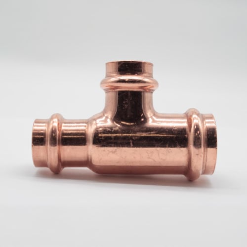 Streamline® PRS™ PF 04056 Small Reducing Tee, 1 x 3/4 x 3/4 in Nominal, Press End Style, Wrought Copper