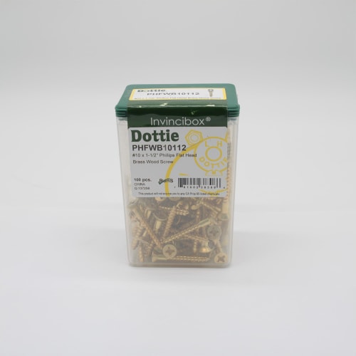 Dottie® PHFWB10112 Wood Screw, #10, 1-1/2 in OAL, Flat Head, Solid Brass, Phillips® Drive, Zinc Plated